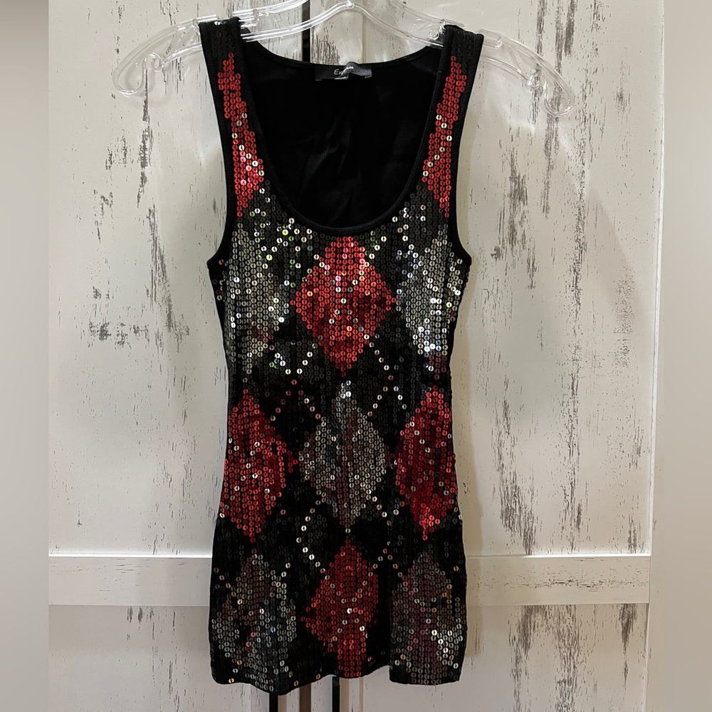 Express argyle sequins tank top